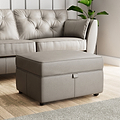 Edison Leather Storage Footstool Stone Grey from Roseland Furniture