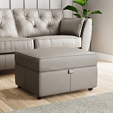Edison Leather Storage Footstool Stone Grey from Roseland Furniture