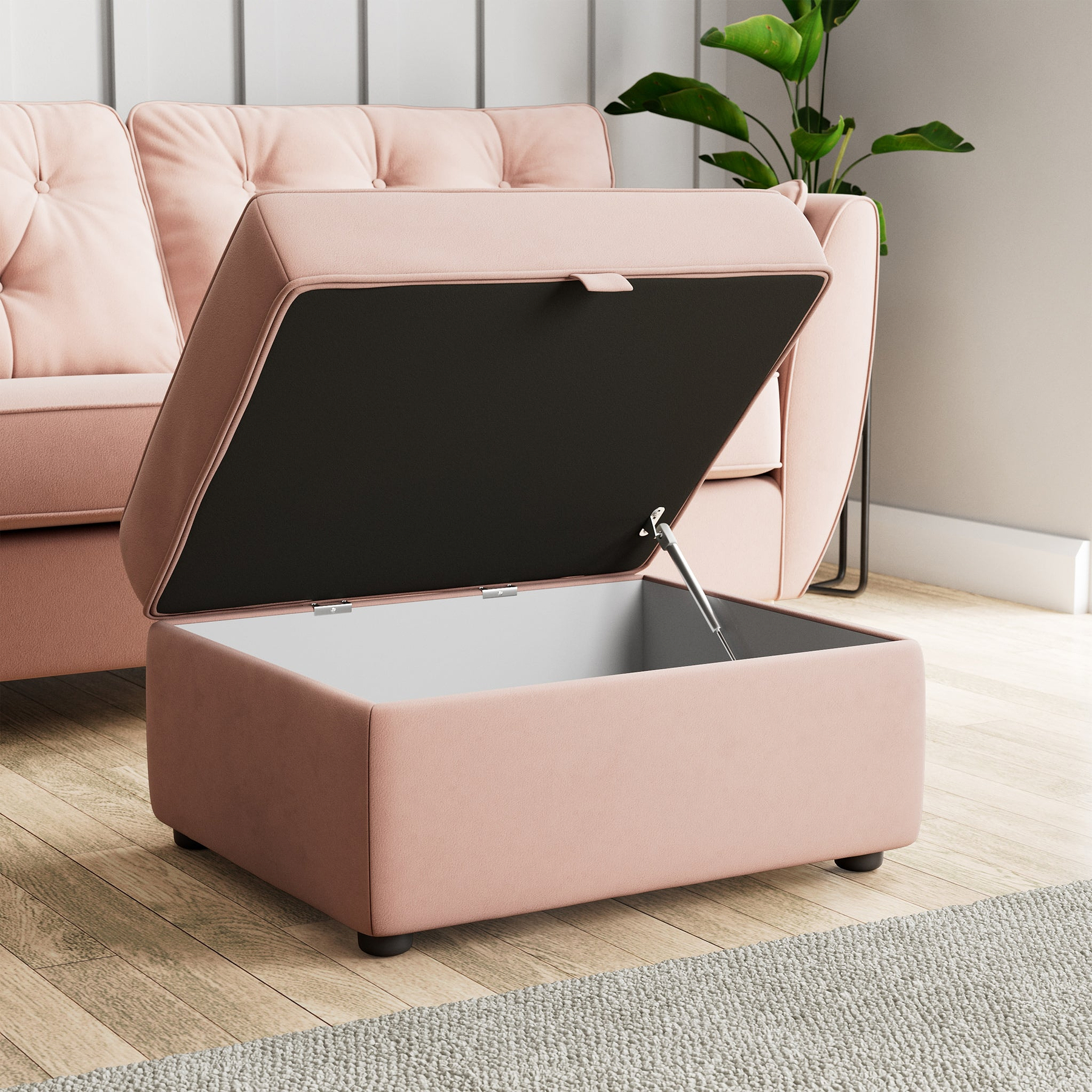 Edison Storage Footstool Blush Pink from Roseland Furniture