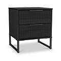 Callo Fluted 2 Drawer Bedside Matt Black from Roseland Furniture