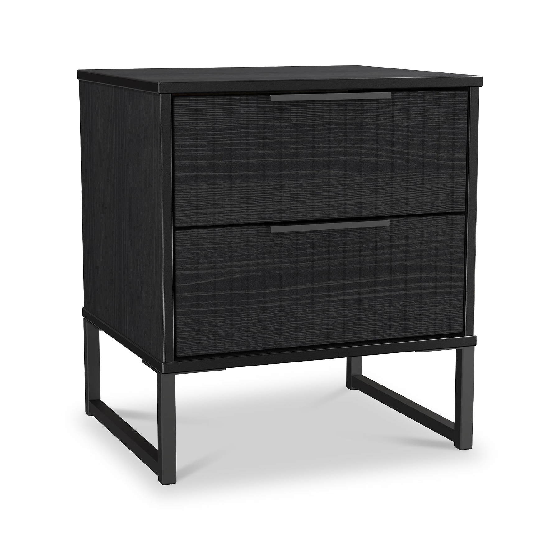 Callo Fluted 2 Drawer Bedside Matt Black from Roseland Furniture
