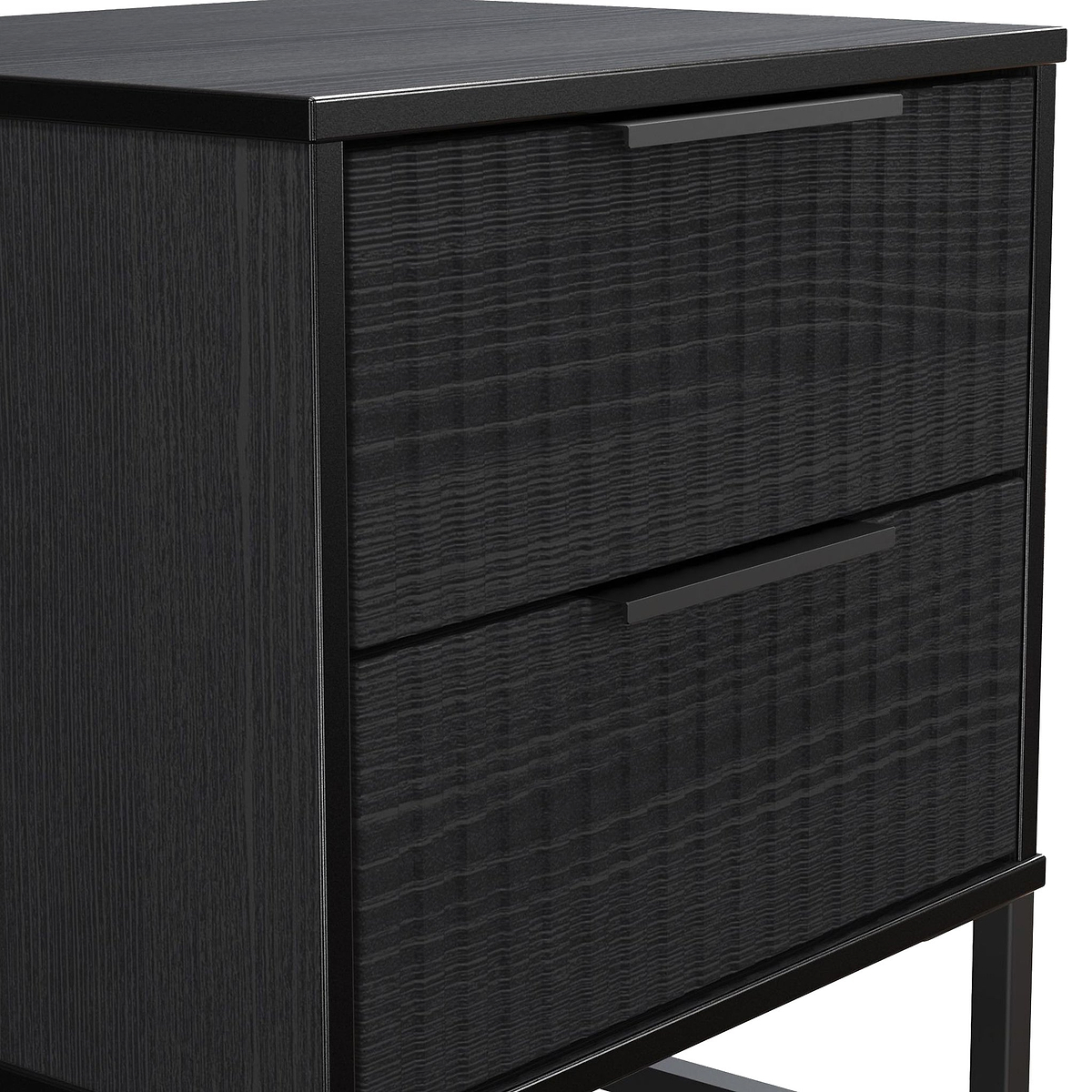 Callo Fluted 2 Drawer Bedside Matt Black from Roseland Furniture