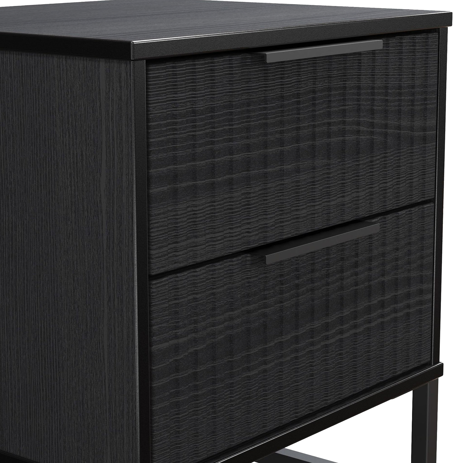 Callo Fluted 2 Drawer Bedside Matt Black from Roseland Furniture