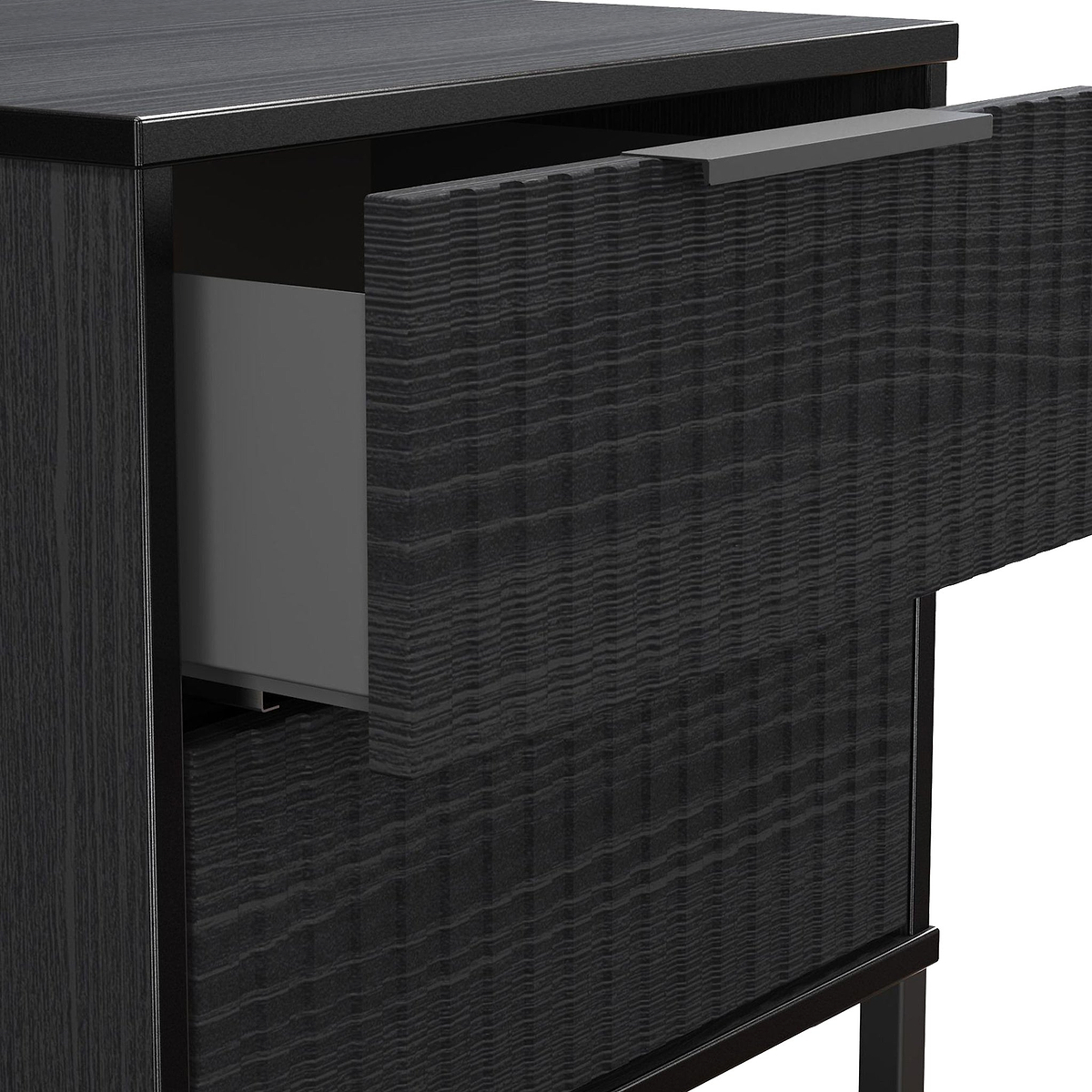 Callo Fluted 2 Drawer Bedside Matt Black from Roseland Furniture