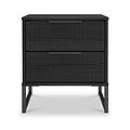 Callo Fluted 2 Drawer Bedside Matt Black from Roseland Furniture