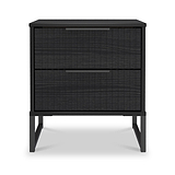 Callo Fluted 2 Drawer Bedside Matt Black from Roseland Furniture