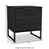 Callo Fluted 2 Drawer Bedside Matt Black from Roseland Furniture