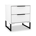 Callo Fluted 2 Drawer Bedside Matt White from Roseland Furniture