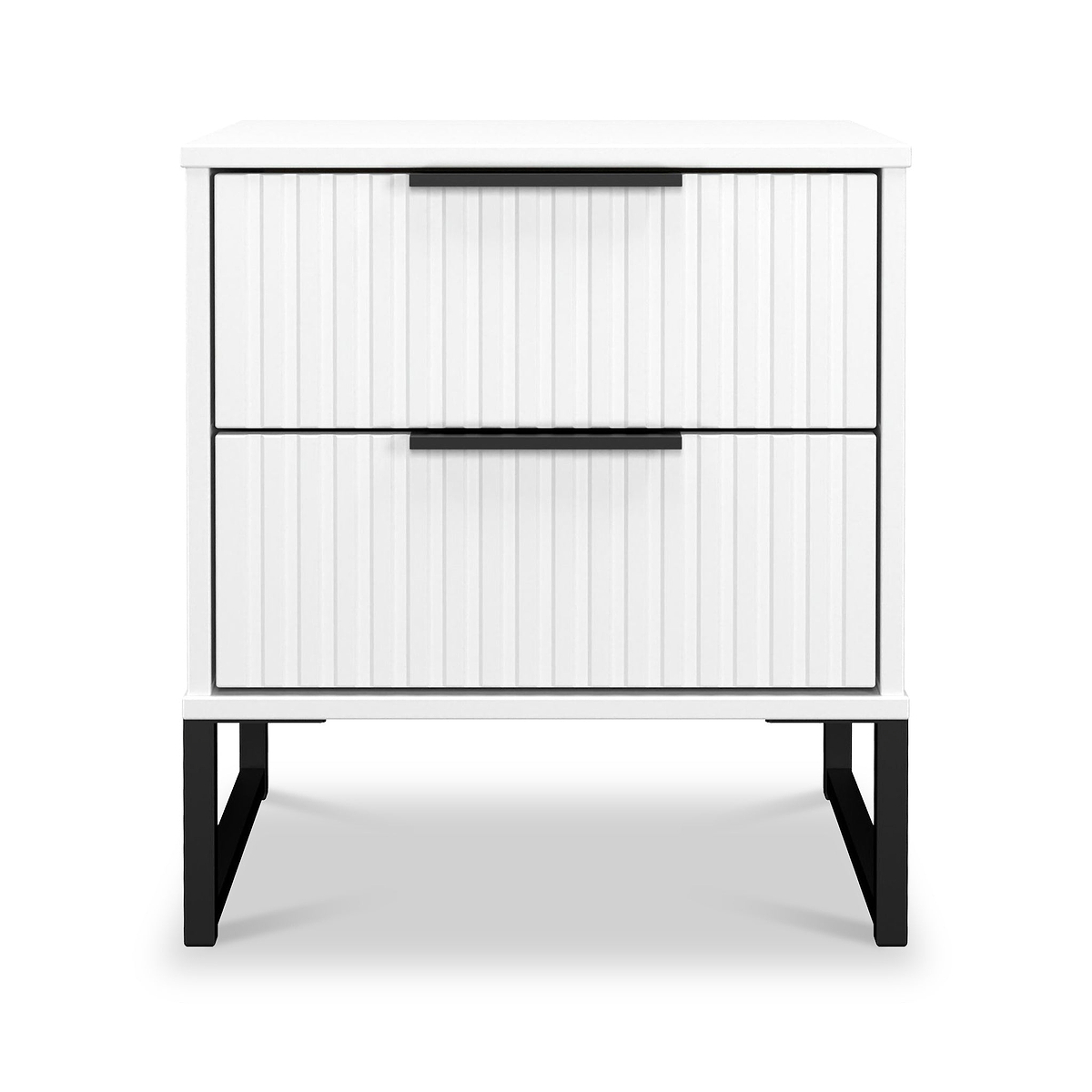 Callo Fluted 2 Drawer Bedside Matt White from Roseland Furniture