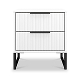 Callo Fluted 2 Drawer Bedside Matt White from Roseland Furniture