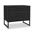 Callo Fluted 2 Drawer Side Table Matt Black from Roseland Furniture