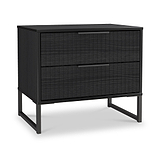 Callo Fluted 2 Drawer Side Table Matt Black from Roseland Furniture