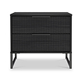 Callo Fluted 2 Drawer Side Table Matt Black from Roseland Furniture