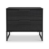 Callo Fluted 2 Drawer Side Table Matt Black from Roseland Furniture