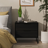 Callo Fluted 2 Drawer Side Table Matt Black from Roseland Furniture