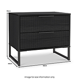 Callo Fluted 2 Drawer Side Table Matt Black from Roseland Furniture
