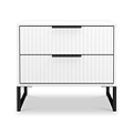 Callo Fluted 2 Drawer Side Table Matt White from Roseland Furniture