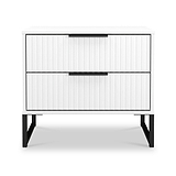 Callo Fluted 2 Drawer Side Table Matt White from Roseland Furniture