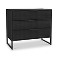 Callo Fluted 3 Drawer Wide Chest Matt Black from Roseland Furniture