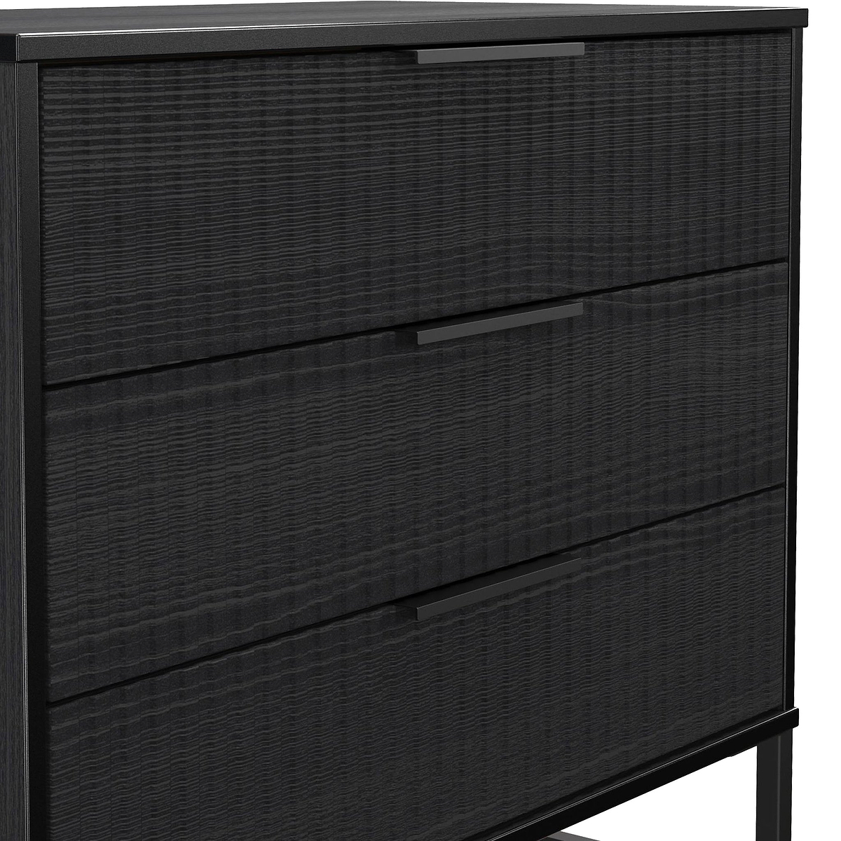 Callo Fluted 3 Drawer Wide Chest Matt Black from Roseland Furniture