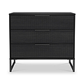 Callo Fluted 3 Drawer Wide Chest Matt Black from Roseland Furniture