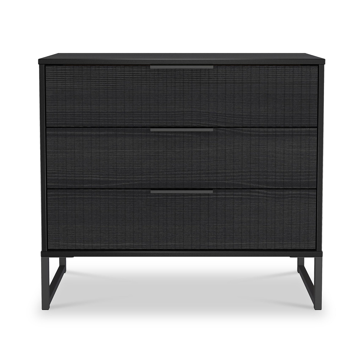 Callo Fluted 3 Drawer Wide Chest Matt Black from Roseland Furniture
