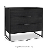 Callo Fluted 3 Drawer Wide Chest Matt Black from Roseland Furniture