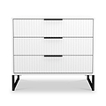 Callo Fluted 3 Drawer Wide Chest Matt White from Roseland Furniture