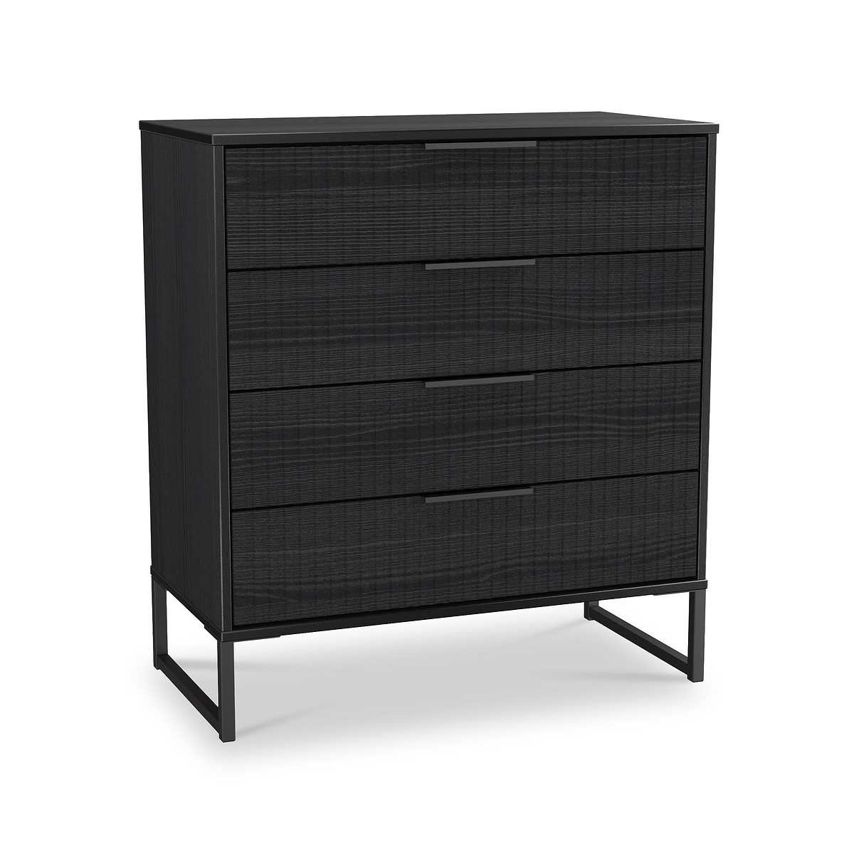 Callo Fluted 4 Drawer Chest Matt Black from Roseland Furniture