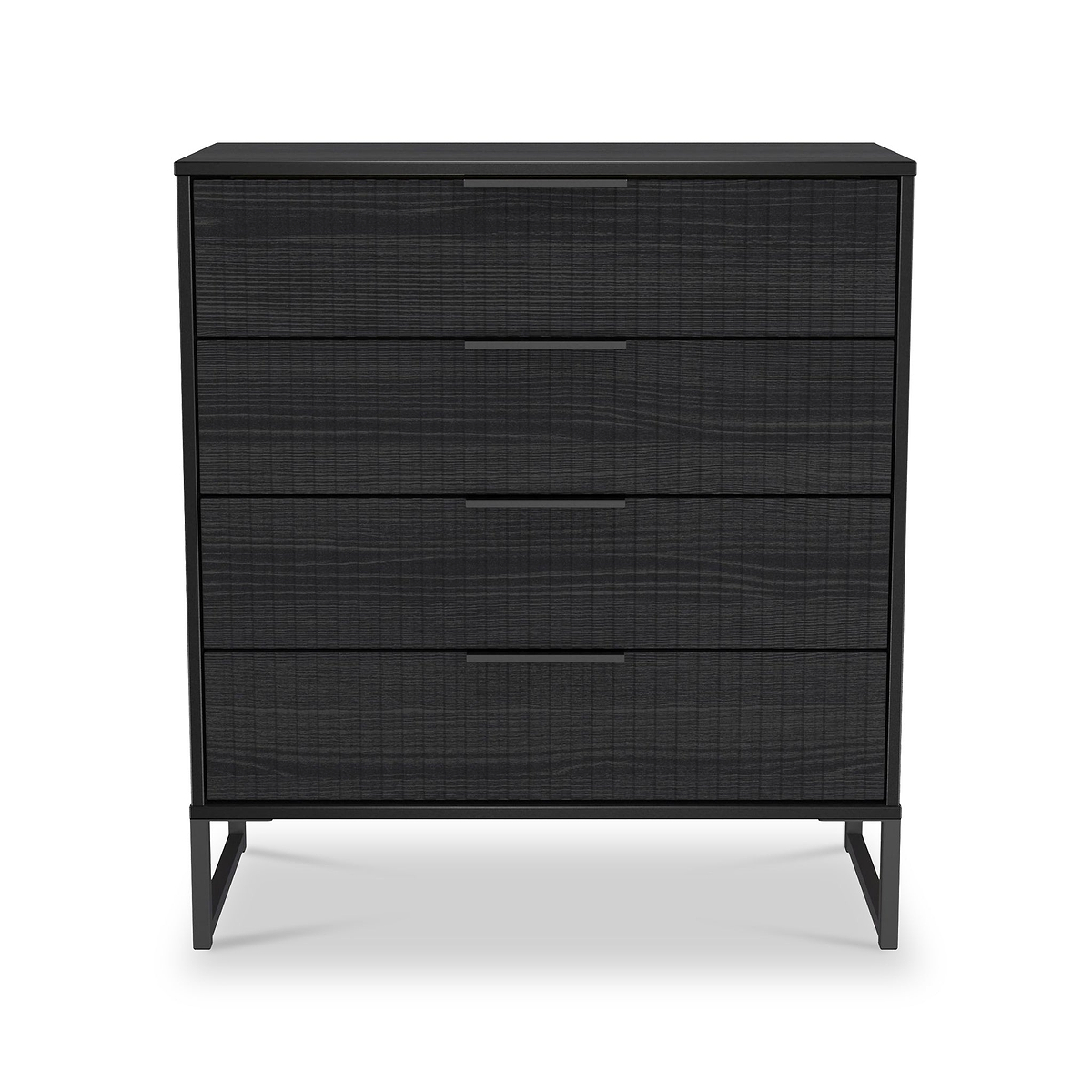 Callo Fluted 4 Drawer Chest Matt Black from Roseland Furniture
