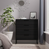 Callo Fluted 4 Drawer Chest Matt Black from Roseland Furniture