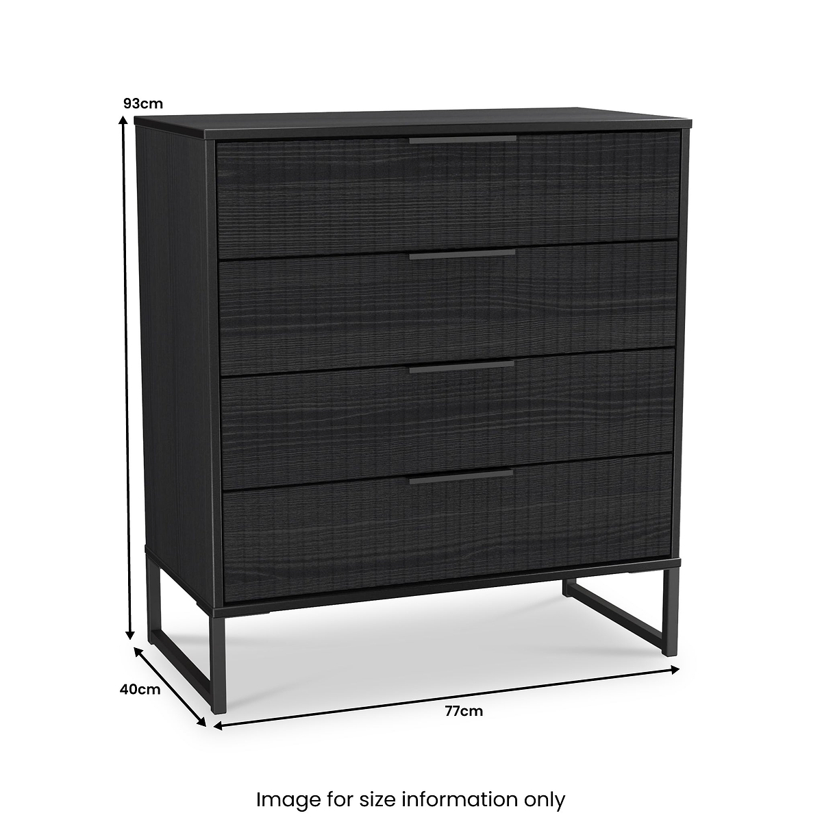 Callo Fluted 4 Drawer Chest Matt Black from Roseland Furniture