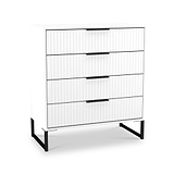 Callo Fluted 4 Drawer Chest of Drawers Matt White from Roseland Furniture