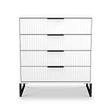 Callo Fluted 4 Drawer Chest of Drawers Matt White from Roseland Furniture