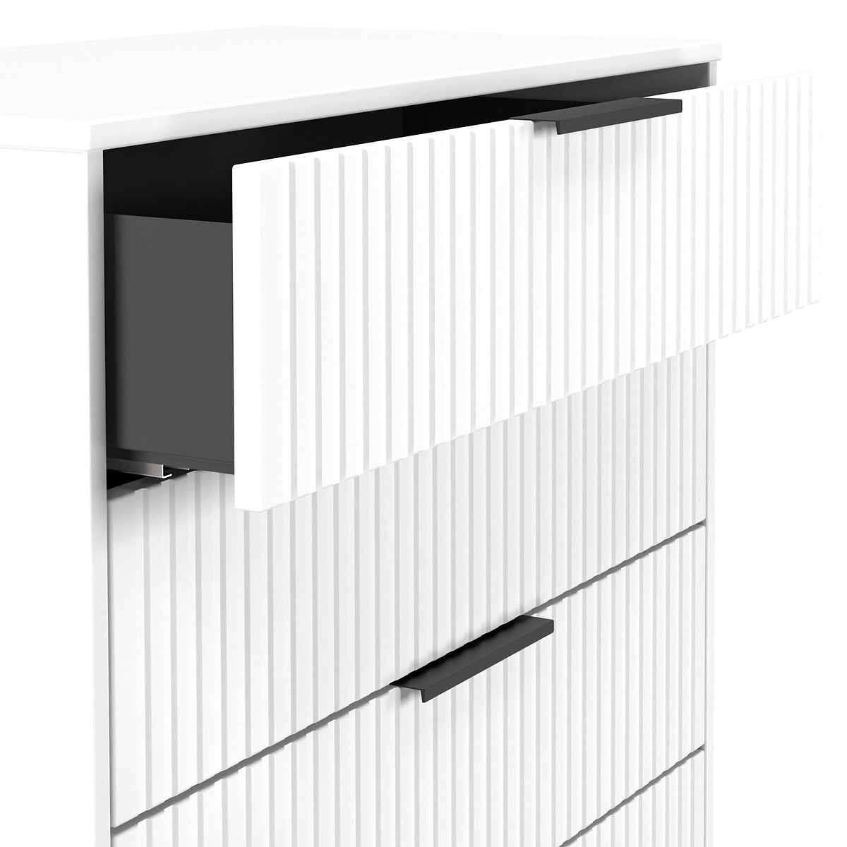 Callo Fluted 4 Drawer Chest Matt White from Roseland Furniture