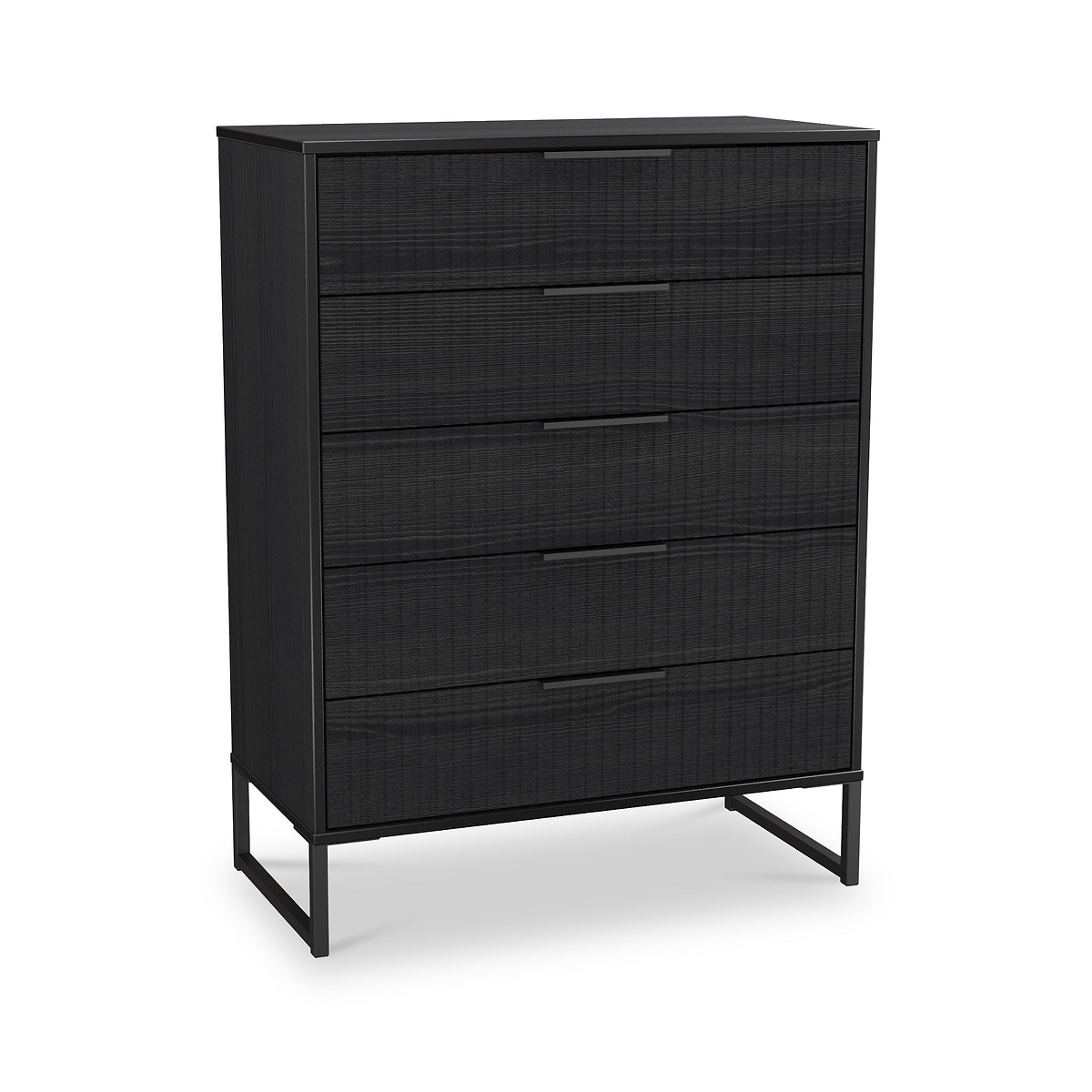 Callo Fluted 5 Drawer Chest Matt Black from Roseland Furniture
