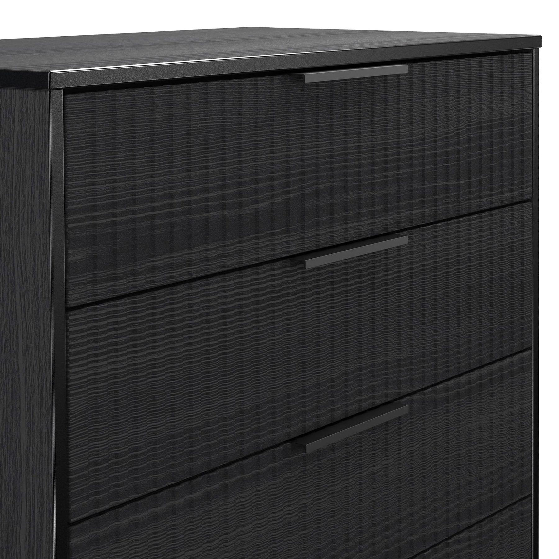 Callo Fluted 5 Drawer Chest Matt Black from Roseland Furniture