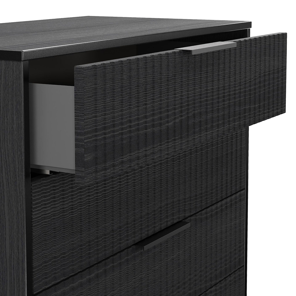 Callo Fluted 5 Drawer Chest Matt Black from Roseland Furniture