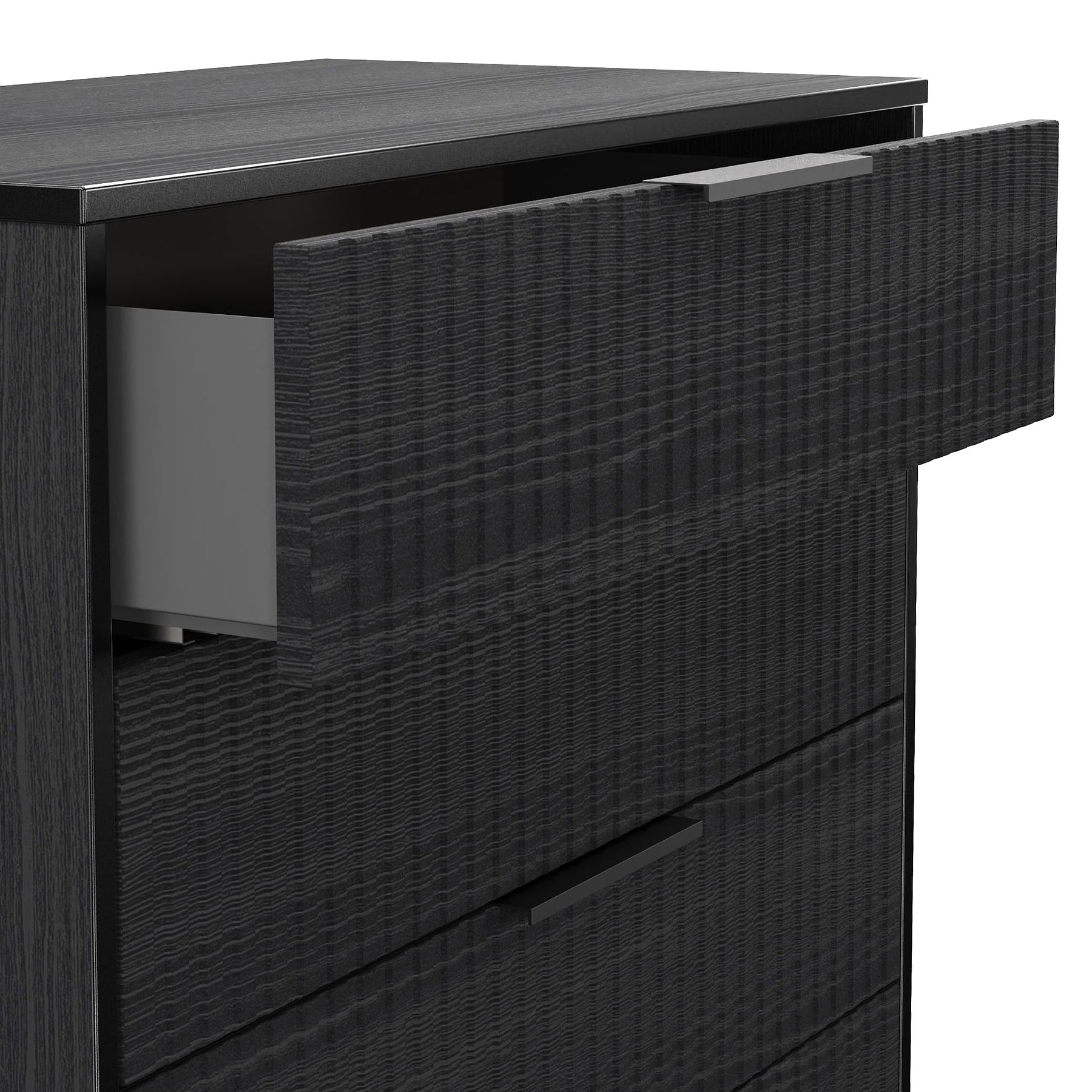 Callo Fluted 5 Drawer Chest Matt Black from Roseland Furniture