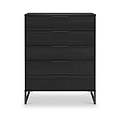 Callo Fluted 5 Drawer Chest Matt Black from Roseland Furniture