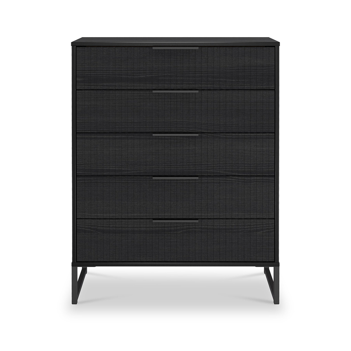 Callo Fluted 5 Drawer Chest Matt Black from Roseland Furniture