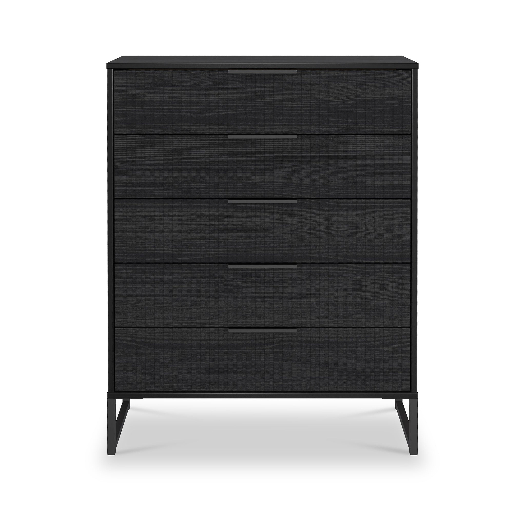 Callo Fluted 5 Drawer Chest Matt Black from Roseland Furniture