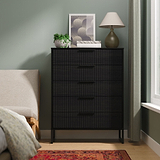 Callo Fluted 5 Drawer Chest Matt Black from Roseland Furniture