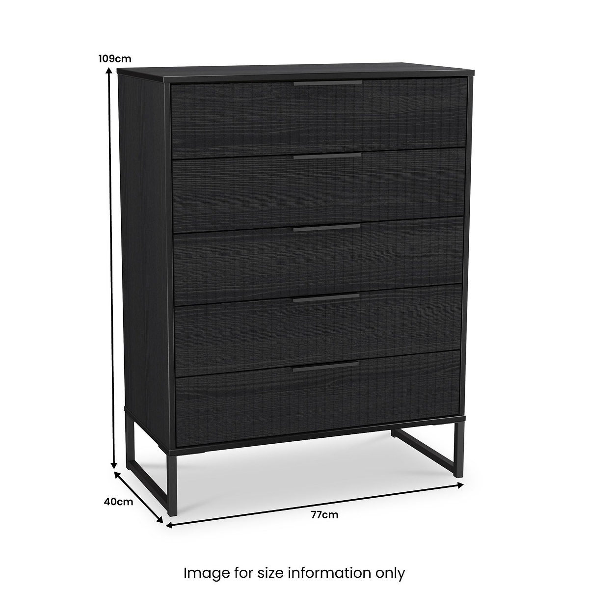 Callo Fluted 5 Drawer Chest Matt Black from Roseland Furniture