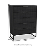 Callo Fluted 5 Drawer Chest Matt Black from Roseland Furniture