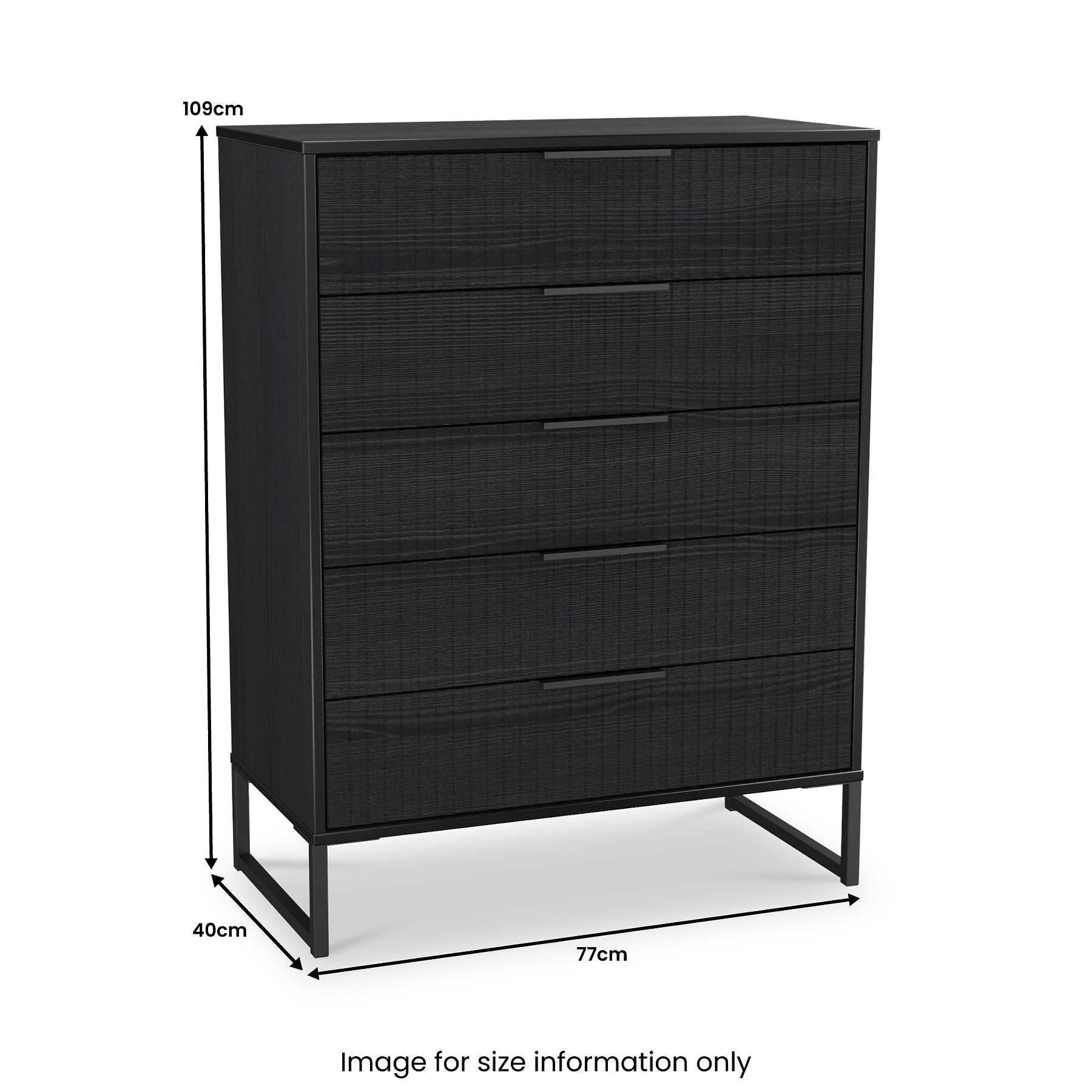 Callo Fluted 5 Drawer Chest Matt Black from Roseland Furniture