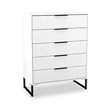 Callo Fluted 5 Drawer Chest Matt White from Roseland Furniture