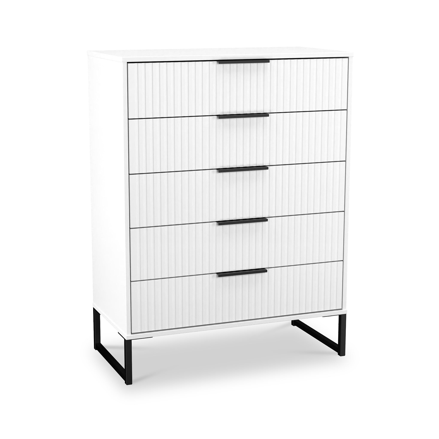 Callo Fluted 5 Drawer Chest Matt White from Roseland Furniture