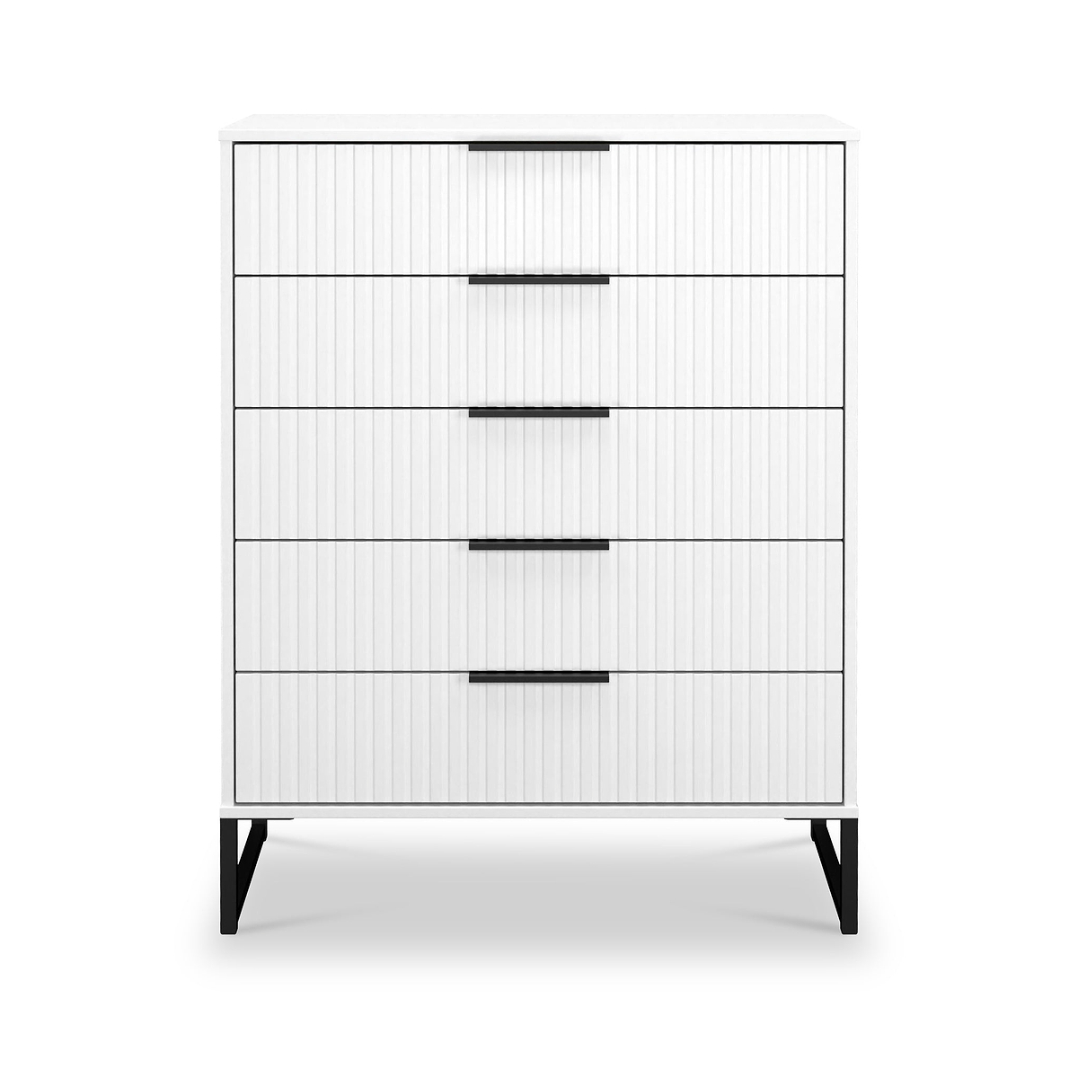 Callo Fluted 5 Drawer Chest Matt White from Roseland Furniture