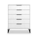 Callo Fluted 5 Drawer Chest Matt White from Roseland Furniture